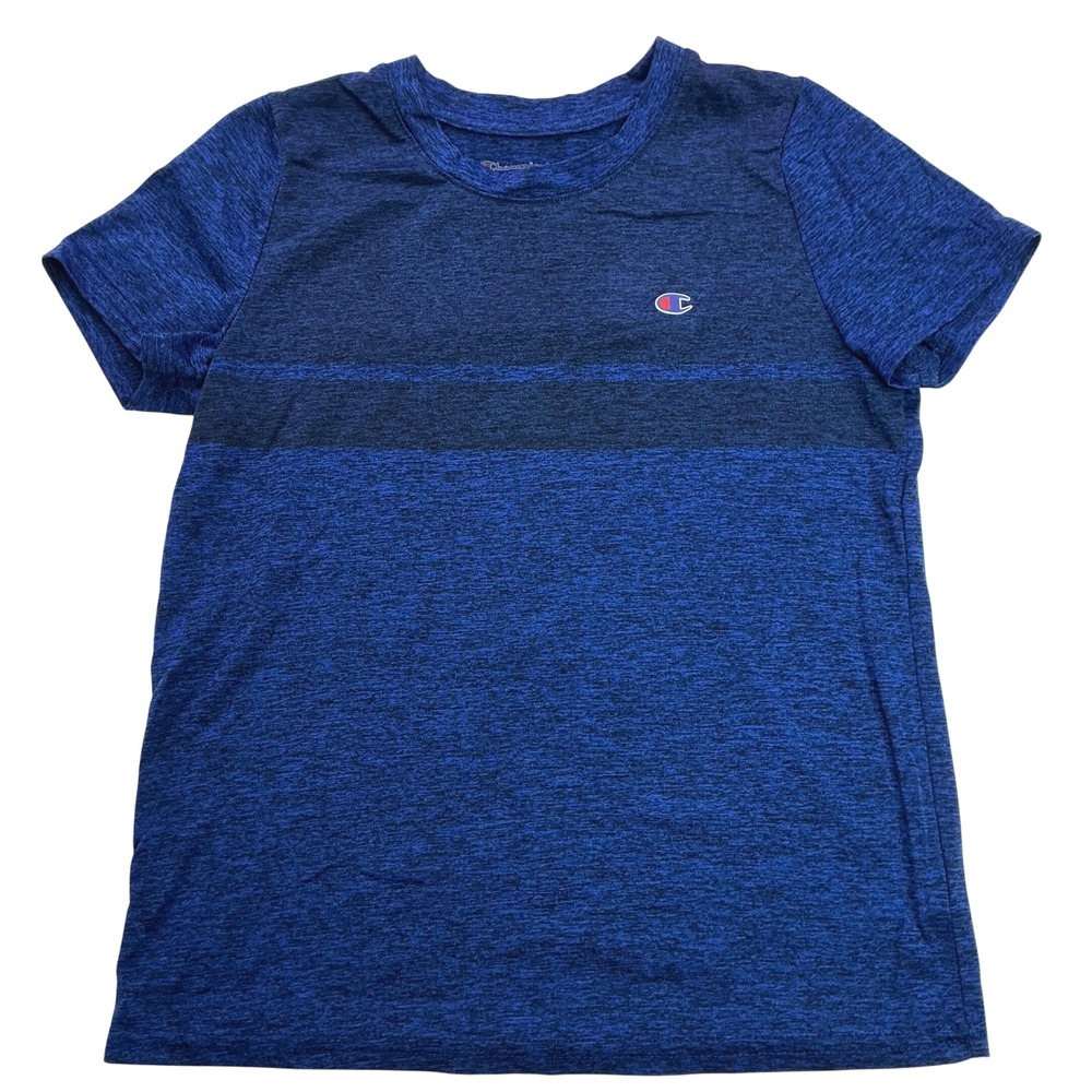Champion Blue Performance T-Shirt Kids Size 7/8 Space Dye Athletic Top